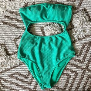 Aerie NEW green textured one piece bathing suit